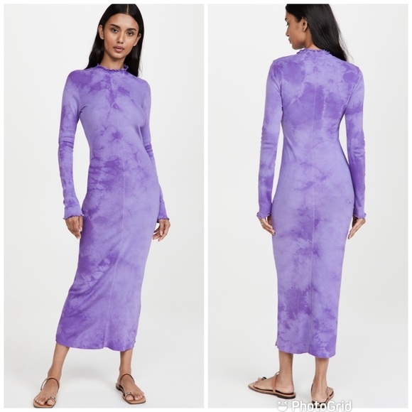 Raquel Allegra Dresses & Skirts - Raquel Allegra Tie Dye Long Sleeve Fitted Dress in Purple Cloud Size 2 M